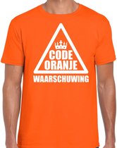 Koningsdag t-shirt Code oranje waarschuwing - oranje - heren - koningsdag / EK/WK outfit / kleding / shirt L