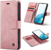 Samsung Galaxy S22 Hoesje Pale Pink - Casemania 2 in 1 Magnetic Book Case