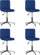 vidaXL Eetkamerstoelen draaibaar 4 st stof blauw