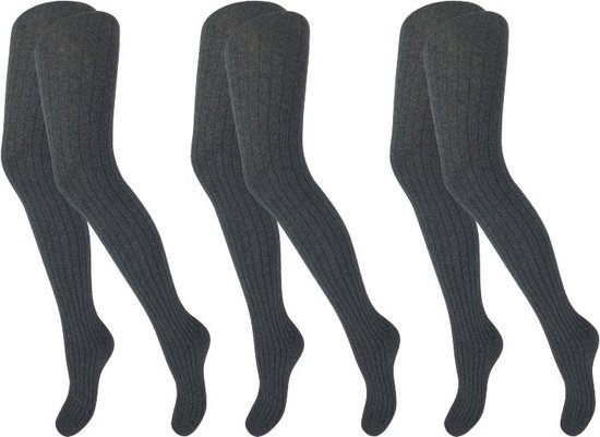 Drie antracietgrijze maillots met verticale ribbels, maat 146/152.