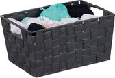 Relaxdays 1x opbergmand keuken - badkamermand grijs - gevlochten - werkkamer - kinderkamer