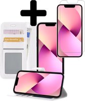 iPhone 13 Pro Max Hoesje Book Case Hoes Met Screenprotector - iPhone 13 Pro Max Case Wallet Cover - iPhone 13 Pro Max Hoesje Met Screenprotector - Wit