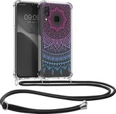 kwmobile telefoonhoesje geschikt voor Samsung Galaxy A40 - Hoesje met telefoonkoord - Back cover voor smartphone - Case in blauw / roze / transparant