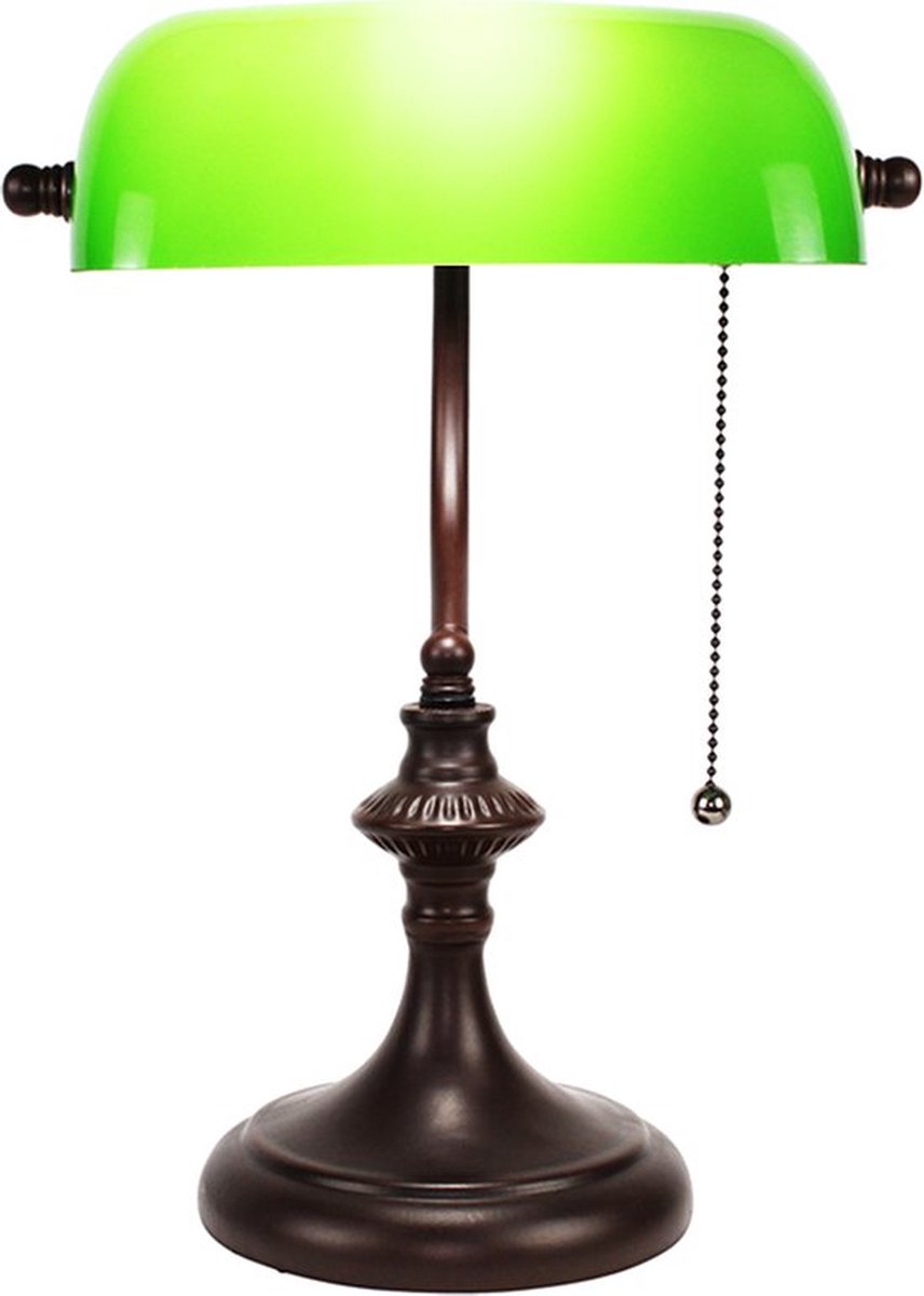 LumiLamp Tafellamp 26*23*42 cm E27/max 1*40W Groen Metaal, Glas Bureaulamp Nachtlampje