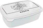 Broodtrommel Wit - Lunchbox - Brooddoos - Madrid - Spanje - Kaart - 18x12x6 cm - Volwassenen