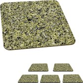 Onderzetters voor glazen - Graniet - Kristallen - Groen - Zwart - 10x10 cm - Glasonderzetters - 6 stuks