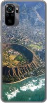 Geschikt voor Xiaomi Redmi Note 10 Pro hoesje - Een luchtfoto van Honolulu en een uitgestorven krater op Hawaii - Siliconen Telefoonhoesje