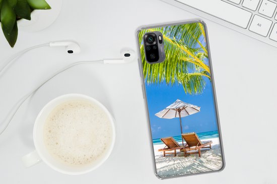Coque Xiaomi Redmi Note 10 - Palmier - Chaise de plage - Parasol - Coque de téléphone en Siliconen