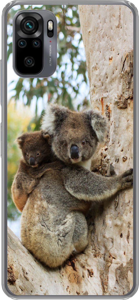 Telefoonhoesje Geschikt voor Xiaomi Geschikt voor Redmi Note 10 hoesje - Koala's - Kind - Boom - Kinderen - Jongens - Meiden - Siliconen Telefoonhoesje Telefoonhoesje