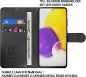 Hoesje Geschikt voor Samsung A72 met Anti Skim Bescherming - Bookcase RFID Beschermd Cover - Black