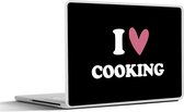 Laptop sticker - 15.6 inch - I love cooking - Koken - Hartje - Kookliefhebber - Kok - Spreuken - 36x27,5cm - Laptopstickers - Laptop skin - Cover