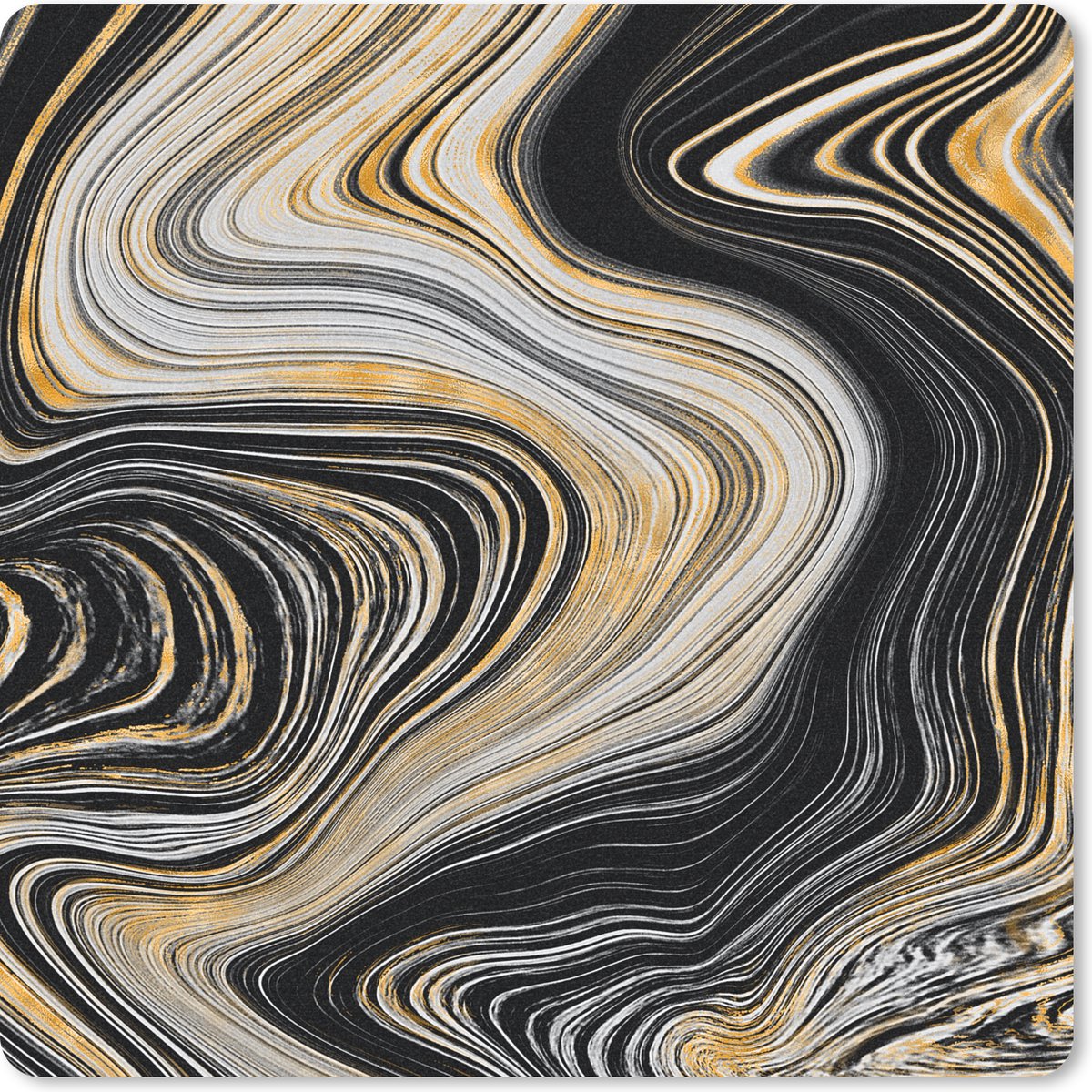 Muismat 20x20 cm - Mousepad Marmer - Goud - Lijn - Muismatten