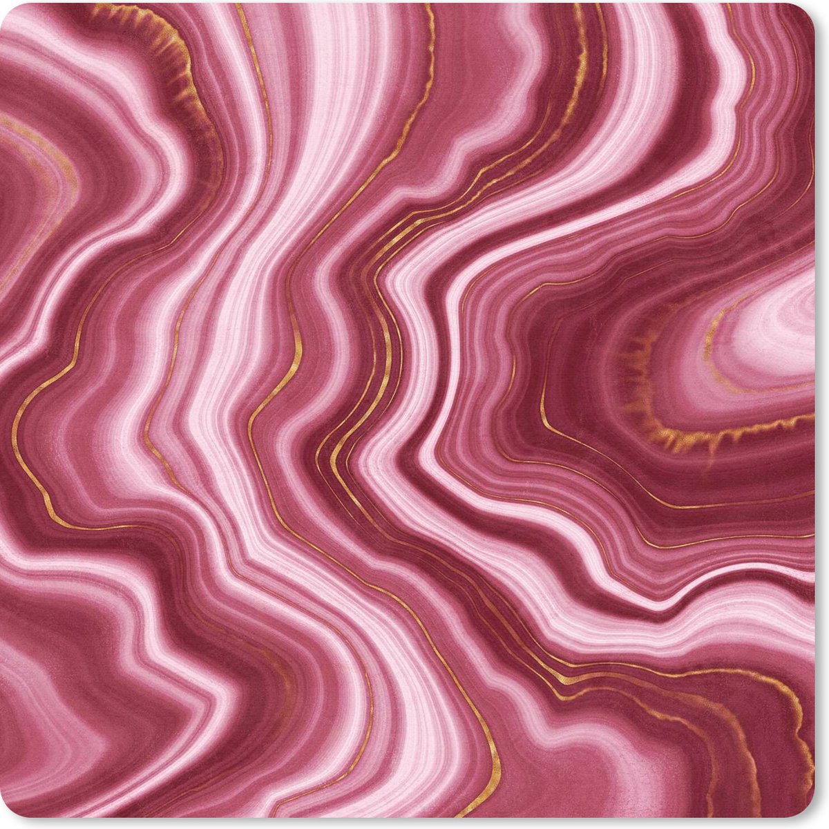 Muismat 30x30 cm - Mousepad Marmer - Rood - Gouden - Muismatten
