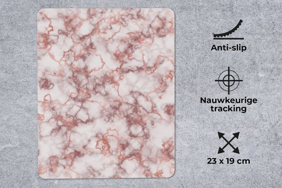 Muismat 19x23 cm - Mousepad Marmer - Wit - Paars - Muismatten