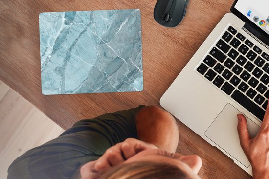 Tapis de souris - Tapis de souris - Cristaux - Wit - Blauw - Imprimé granit - 23x19 cm - Tapis de souris de souris