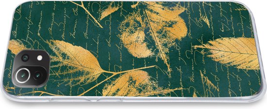 Convient pour coque Xiaomi 11T - Feuilles - Or - Vert - Coque de téléphone en Siliconen