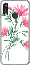 Geschikt voor Huawei P20 Lite (2020) hoesje - Bloemen - Waterverf - Roze - Siliconen Telefoonhoesje
