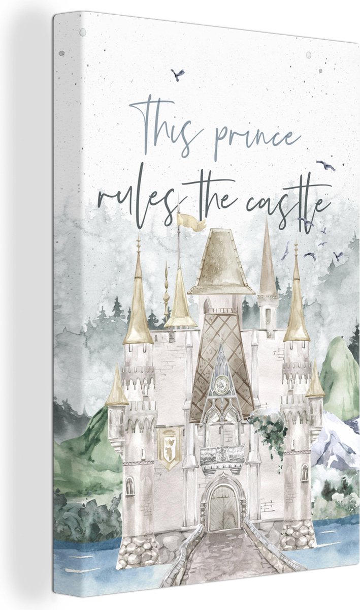 Canvas Schilderij Quotes - Spreuken - This prince rules the castle - Kinderen - Kids - Baby - 80x120 cm - Wanddecoratie
