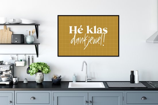 Cadre photo avec affiche - Proverbes - Citations - École - Hé la classe, merci ! - 120x80 cm - Cadre affiche