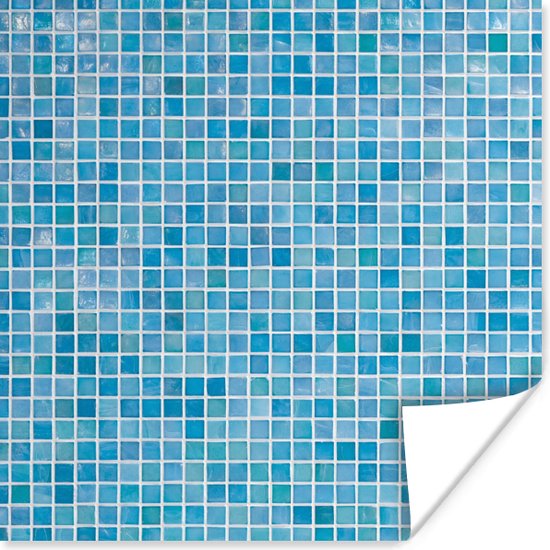 Poster Tegel - Muren - Blauw - 100x100 cm XXL