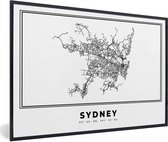 Cadre photo avec poster Zwart et Wit- Australie - Carte - Vintage - Zwart et Wit - 60x40 cm - Cadre poster - Plan de ville