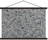 Posterhanger incl. Poster 120x80 cm - Schoolplaat - Grijs - Graniet - Keien - Textielposter - Zwarte latten