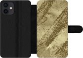 Bookcase Geschikt voor iPhone 12 Mini telefoonhoesje - Glitter - Goud - Abstract - Met vakjes - Wallet case met magneetsluiting
