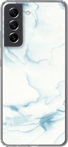 Geschikt voor Samsung Galaxy S21 FE hoesje - Marmer print - Wit - Patroon - Siliconen Telefoonhoesje