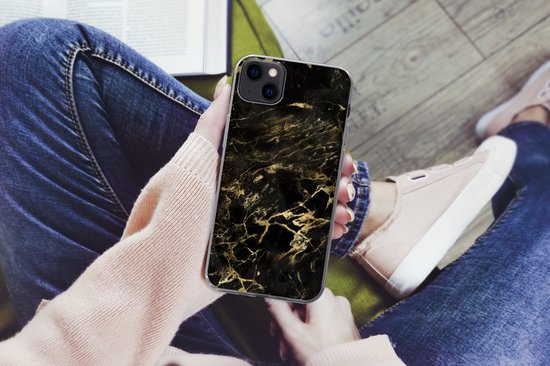 Coque iPhone 13 mini - Zwart - Or - Peinture - Coque en Siliconen