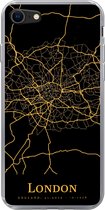 Geschikt voor iPhone SE 2020 hoesje - Londen - Kaart - Gold - Siliconen Telefoonhoesje