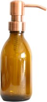 Groeikruid® Mini Zeeppompje | Zeepdispenser Vrijstaand | 200 ml Amber Glas met RVS pompkop | Koper