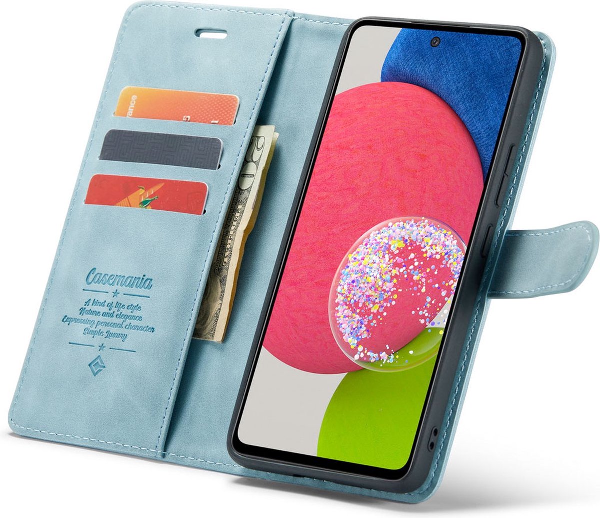 CaseMania Bookcase hoesje geschikt voor Samsung Galaxy A53 - Effen Aqua - Kunstleer