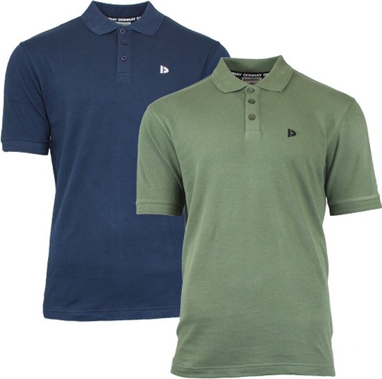 2-Pack Donnay Polo - Sportpolo - Heren - Navy/Army Green - maat L