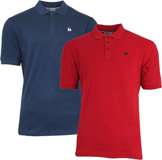 Donnay Polo 2-Pack - Sportpolo - Heren - Maat XL - Navy & Berry red (294)