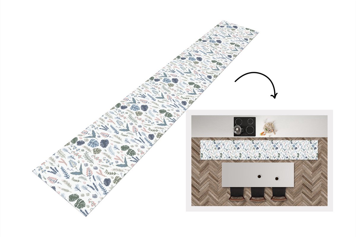 KitchenYeah Keukenloper - Keukenmat - Patronen - Bloemen - Planten - Keuken vloerkleed Multicolor