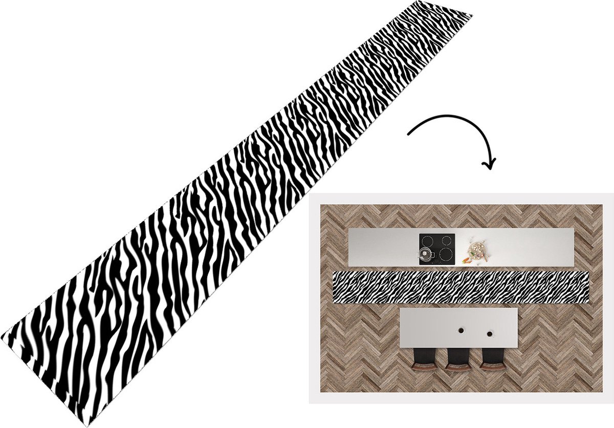 KitchenYeah Keukenloper - Keukenmat - Dieren - Zebra - Design - 400x50 cm - Keuken vloerkleed Multicolor
