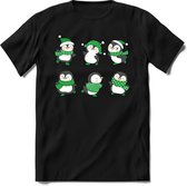 Pinguin Buddy's Kerst T-shirt | Groen | Jongens / Meisjes | Grappige Foute kersttrui Shirt Cadeau | Kindershirt | Leuke Elf, Rendier, Kerstboom en Kerstballen Ontwerpen. Maat 116