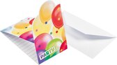 uitnodigingen met envelop Balloons 14,2 cm wit 8 stuks