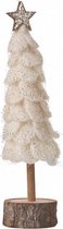 decoratie kerstboom 26,5 cm katoen/hout wit