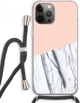 Case Company® - iPhone 12 Pro Max hoesje met Koord - A touch of peach - Telefoonhoesje met Zwart Koord - Extra Bescherming aan alle Kanten en Over de Schermrand