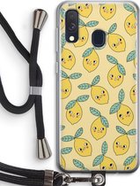 Case Company® - Samsung Galaxy A40 hoesje met Koord - Citroenen - Telefoonhoesje met Zwart Koord - Bescherming aan alle Kanten en Over de Schermrand