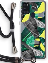 Case Company® - Samsung Galaxy A21s hoesje met Koord - Fantasie jungle - Telefoonhoesje met Zwart Koord - Bescherming aan alle Kanten en Over de Schermrand