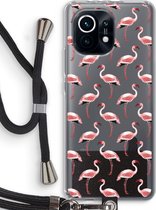 Case Company® - Xiaomi Mi 11 hoesje met Koord - Flamingo - Telefoonhoesje met Zwart Koord - Bescherming aan alle Kanten en Over de Schermrand