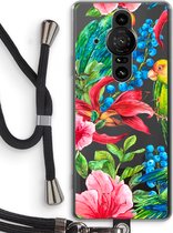 Case Company® - Sony Xperia Pro-I hoesje met Koord - Papegaaien - Telefoonhoesje met Zwart Koord - Bescherming aan alle Kanten en Over de Schermrand