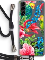 Case Company® - Samsung Galaxy S21 Plus hoesje met Koord - Papegaaien - Telefoonhoesje met Zwart Koord - Bescherming aan alle Kanten en Over de Schermrand