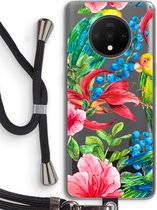 Case Company® - OnePlus 7T hoesje met Koord - Papegaaien - Telefoonhoesje met Zwart Koord - Bescherming aan alle Kanten en Over de Schermrand