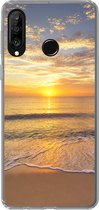 Geschikt voor Huawei P30 Lite hoesje - Strand - Zonsondergang - Zee - Siliconen Telefoonhoesje