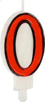 verjaardagskaarsje cijfer 0 wax 14 cm oranje/wit