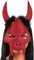 verkleedmasker glitter duivel textiel rood one-size