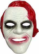 gezichtsmasker Joker PVC wit/rood one-size